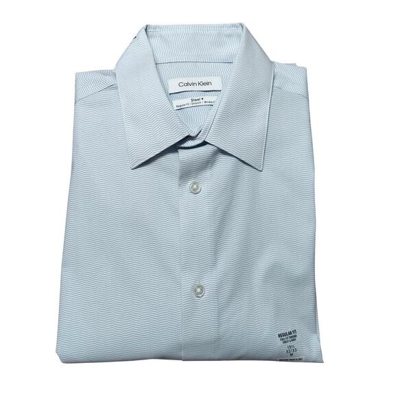 Calvin Klein Men's Steel Plus Regular Fit Stretch Wrinkle Free Dress Shirt - Picture 2 of 9